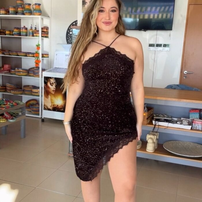 VESTIDO LENTEJUELAS MARRÓN