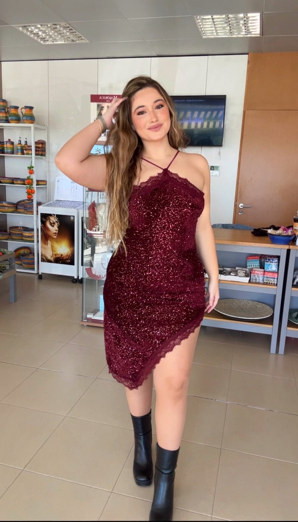 VESTIDO LENTEJUELAS BURDEO