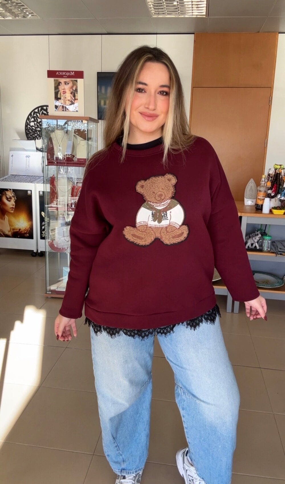 SUDADERA TEDDY GRANATE