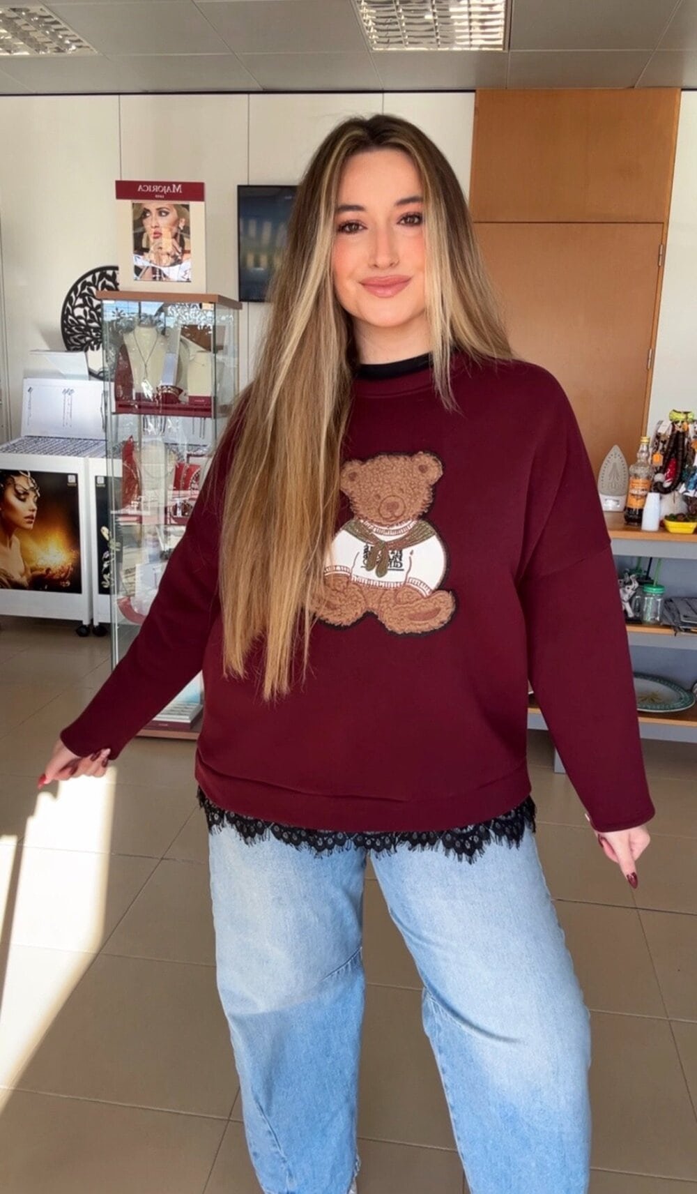 SUDADERA TEDDY GRANATE