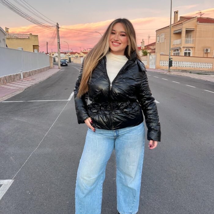 ABRIGO NEGRO METALIZADO