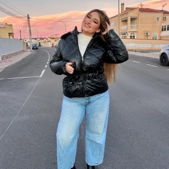 ABRIGO NEGRO METALIZADO