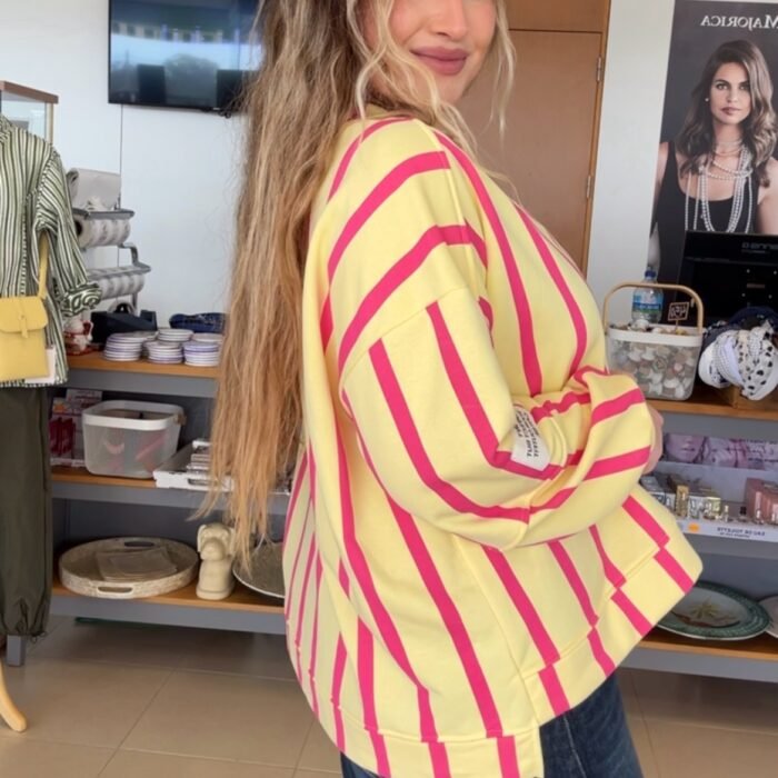 SUDADERA RAYAS FUCSIA