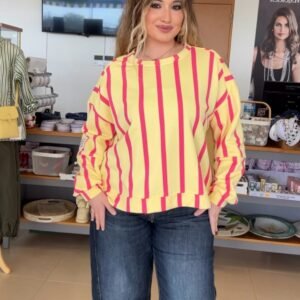 SUDADERA RAYAS FUCSIA