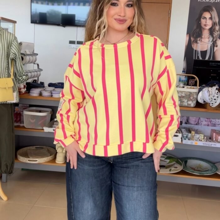 SUDADERA RAYAS FUCSIA