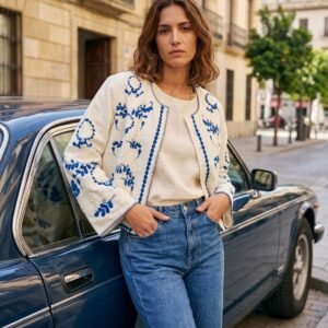 CHAQUETA BORDADA AZUL