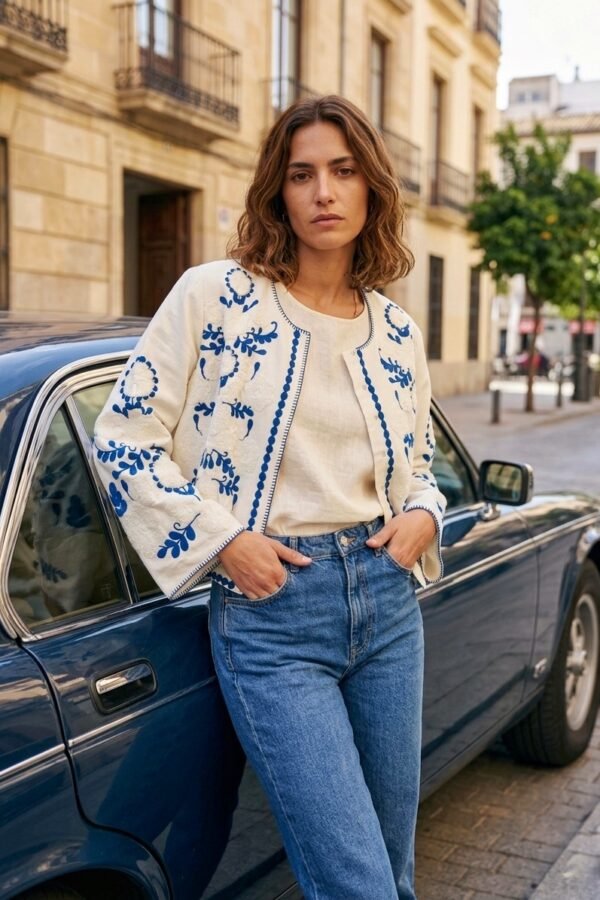 CHAQUETA BORDADA AZUL