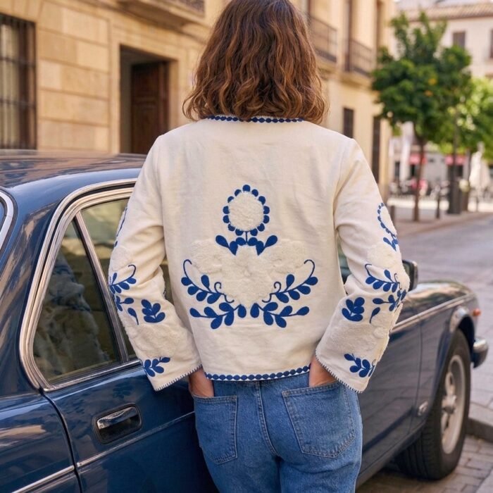 CHAQUETA BORDADA AZUL