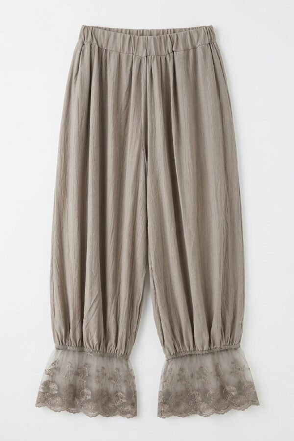 PANTALÓN BOMBACHO ENCAJE TOPO