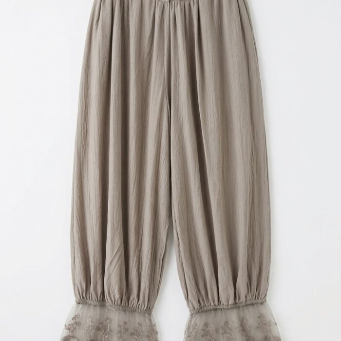 PANTALÓN BOMBACHO ENCAJE TOPO