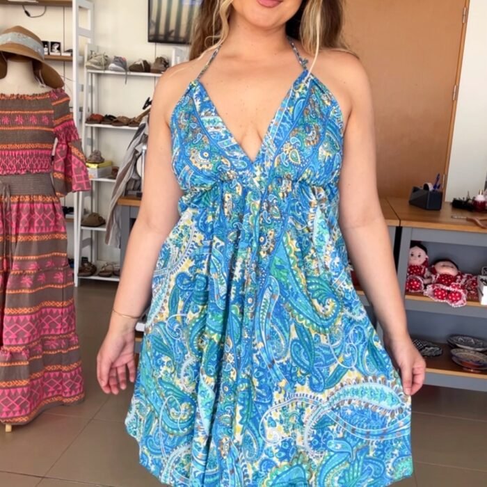 VESTIDO SEDA AZUL