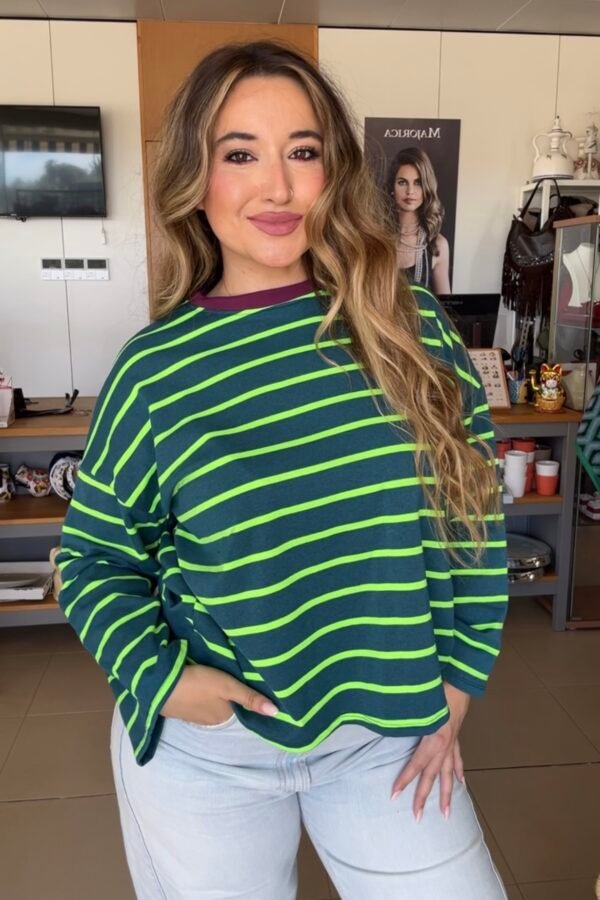 CAMISETA RAYAS VERDE FLUOR