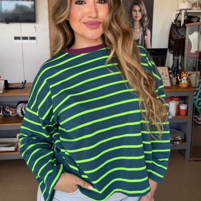 CAMISETA RAYAS VERDE FLUOR