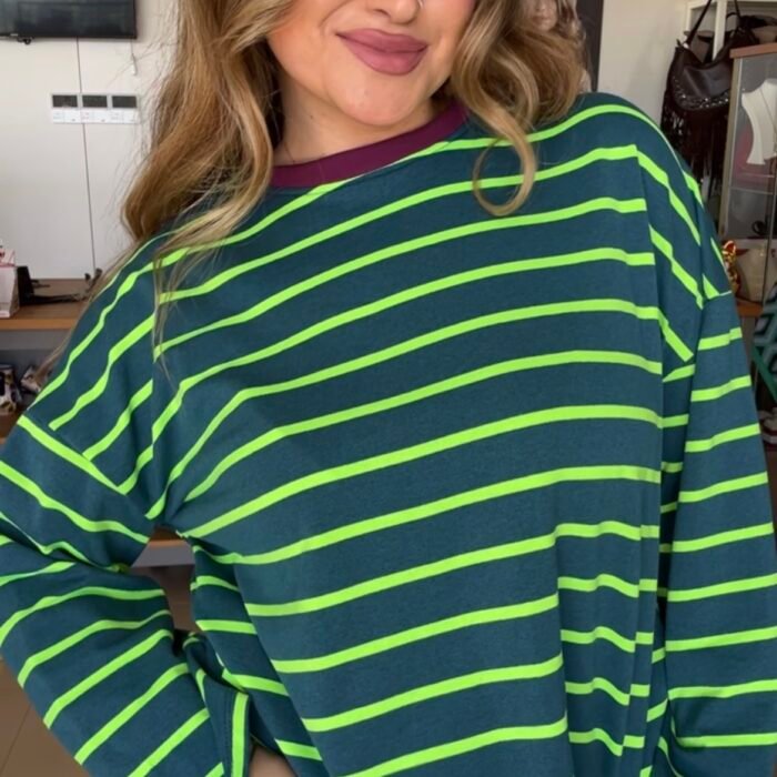 CAMISETA RAYAS VERDE FLUOR
