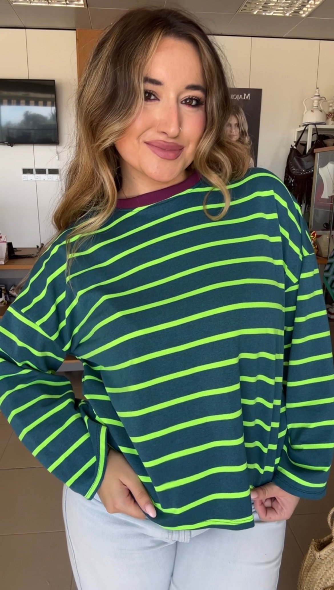 CAMISETA RAYAS VERDE FLUOR
