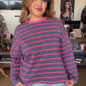 CAMISETA RAYAS AZUL Y ROSA