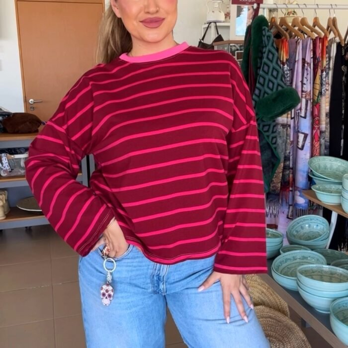 CAMISETA RAYAS FUCSIA