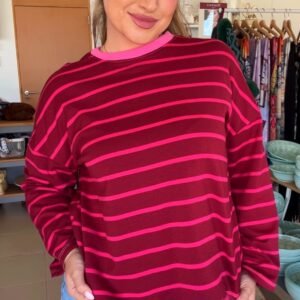 CAMISETA RAYAS FUCSIA