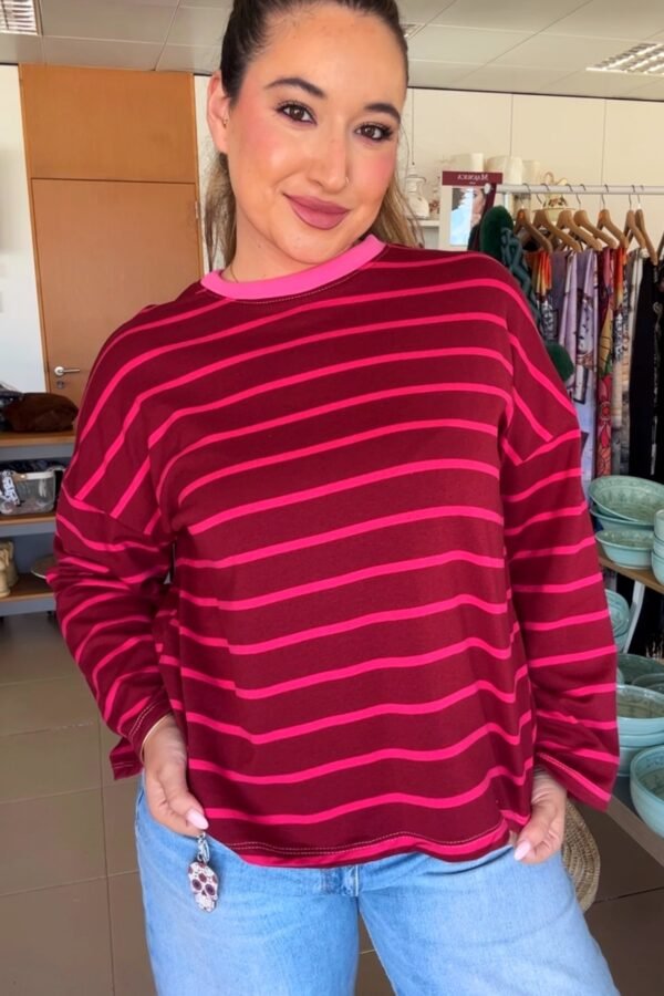CAMISETA RAYAS FUCSIA