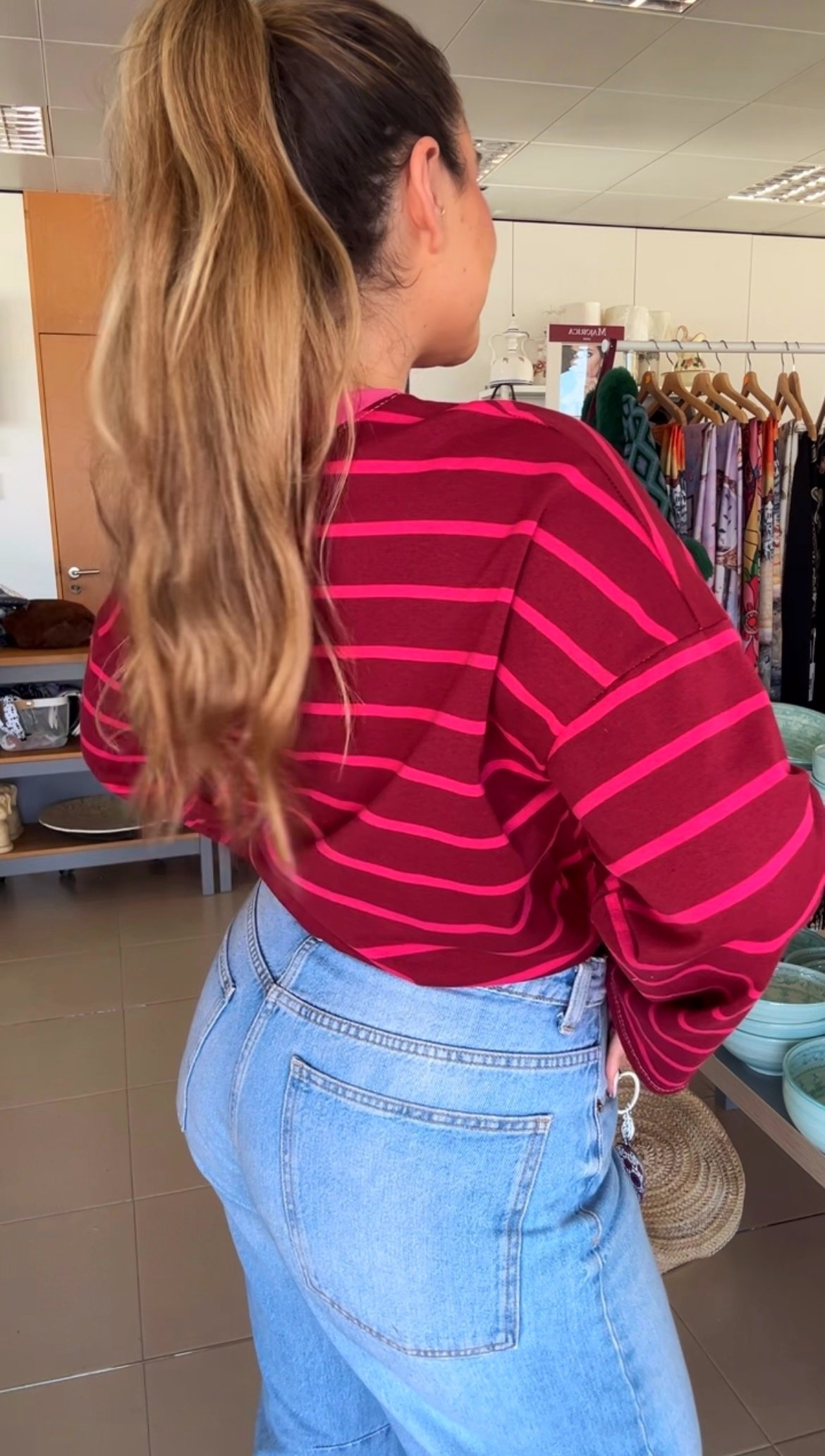 CAMISETA RAYAS FUCSIA